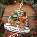 Christmas,Gift For Couples,Old Couples,Gift For Wife,Funny - Couple It's You And Me Till The Bitter Wrinkly - Personalized Custom Shaped Wooden Ornament