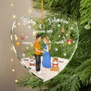 Christmas,New Dad,New baby,New Mom,Happy - Expecting Parents Baby Arriving Dog Parents To Human Parents - Personalized Heart Shaped Glass Ornament