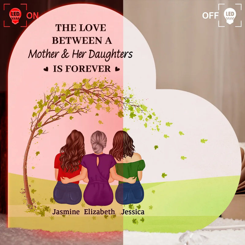 Gift For Women,Gift For Mother,Single Mom, Daughters,Sons,Children,Love - The Love Between A Mother & Her Daughters Sons - Personalized Custom Shaped Light Box
