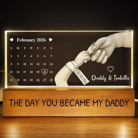 Calendar The Day You Became My Dad Mom - Personalized Rectangle LED Light