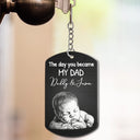 Gift For Father,New Dad,New baby,Photo - Pencil Sketch (Bold),Vector,Adorable - Custom Photo Bold Sketch The Day You Became My Mom Dad - Personalized Aluminum Keychain