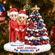 Adorable,America 250th,Christmas,Gift For Mother,Gifts For Her,New Mom,Vector - Baby's First Christmas Expecting Mom Gift - Personalized A250 Acrylic Ornament