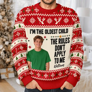 Christmas,Custom Photo,Humorous,Remove BG Photo - Funny Christmas Siblings Gift For Kids - Personalized Custom Photo Unisex Ugly Sweater