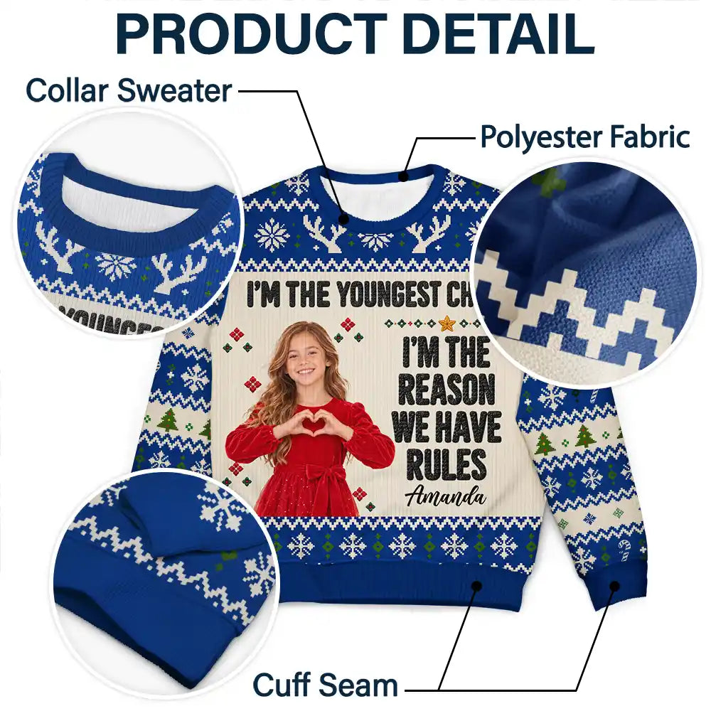 Christmas,Custom Photo,Humorous,Remove BG Photo - Funny Christmas Siblings Gift For Kids - Personalized Custom Photo Unisex Ugly Sweater