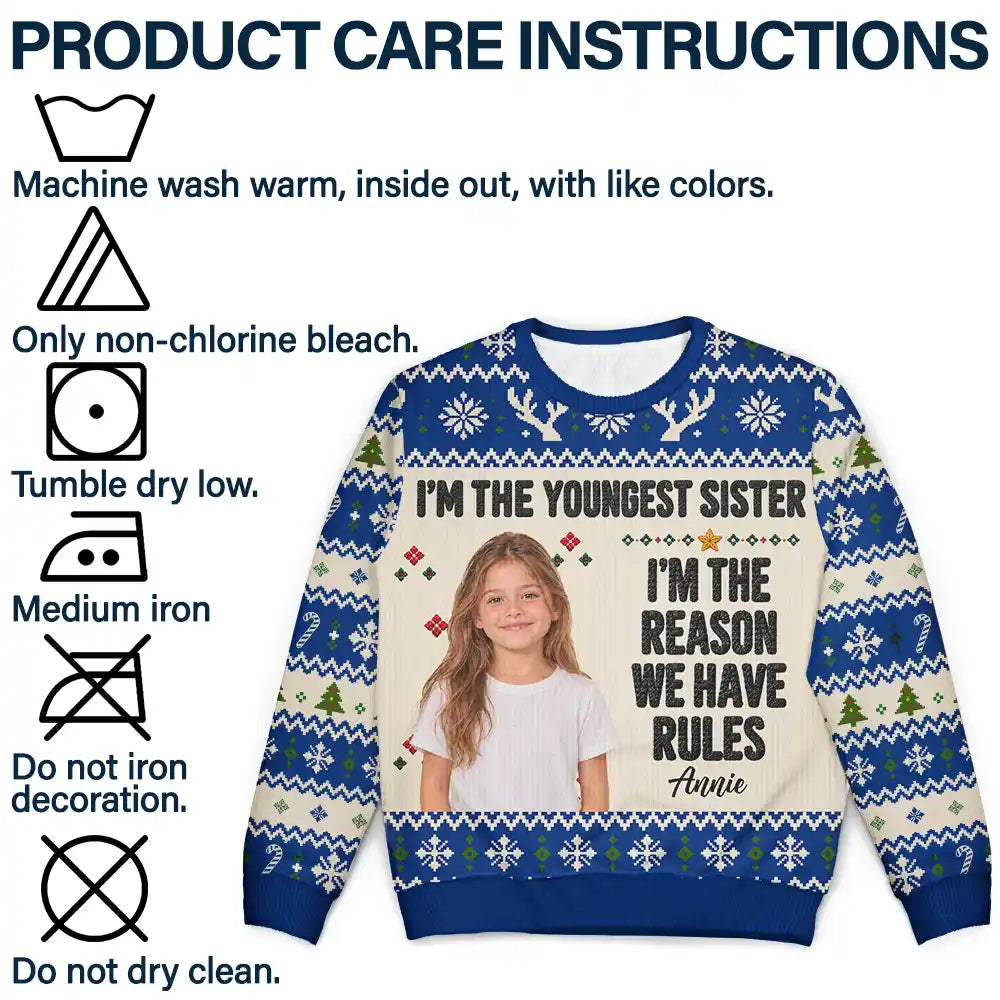 Christmas,Custom Photo,Humorous,Remove BG Photo - Funny Christmas Siblings Gift For Kids - Personalized Custom Photo Unisex Ugly Sweater