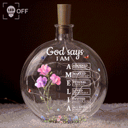 Christian,Christianity,Devoted,Gift For Women,Gift For Yourself,Gifts For Her,Icon,Top Market - Birthday Gift For Her, Daughter, Granddaughter - Personalized Birth Flower God Says You Are Round Flat Bottle Light
