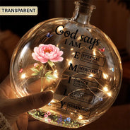 Christian,Christianity,Devoted,Gift For Women,Gift For Yourself,Gifts For Her,Icon,Top Market - Birthday Gift For Her, Daughter, Granddaughter - Personalized Birth Flower God Says You Are Round Flat Bottle Light