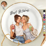 Afro Besties,Art Design,Christmas,Custom Photo,Gift For Bestie,Humorous,Photo - Semi Realistic Portrait,Top Market - Just Because Birthday Gift For Best Friend - Personalized Custom Photo Ring Dish