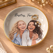 Afro Besties,Art Design,Christmas,Custom Photo,Gift For Bestie,Humorous,Photo - Semi Realistic Portrait,Top Market - Just Because Birthday Gift For Best Friend - Personalized Custom Photo Ring Dish