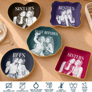 Afro Besties,Art Design,Christmas,Custom Photo,Gift For Bestie,Photo - Pencil Sketch - Dark BG,Sentimental,Top Market - Just Because Gift For Best Friend - Personalized Custom Photo Pencil Sketch Ring Dish