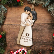 Adorable,Christmas,First Christmas,Gift For Mother,Gifts For Her,New Baby,New Mom,Top Market,Vector - First Christmas Gift For New Parents - Personalized Family Of Three Wooden Ornament