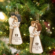 Adorable,Christmas,First Christmas,Gift For Mother,Gifts For Her,New Baby,New Mom,Top Market,Vector - First Christmas Gift For New Parents - Personalized Family Of Three Wooden Ornament