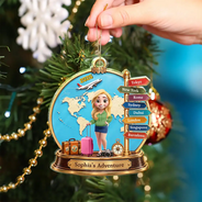 Christmas,Gift For Couples,Happy,Old Couples,Travel,Vector - Gift For Travel Lovers, Travel Couple - Personalized Destination Acrylic Ornament