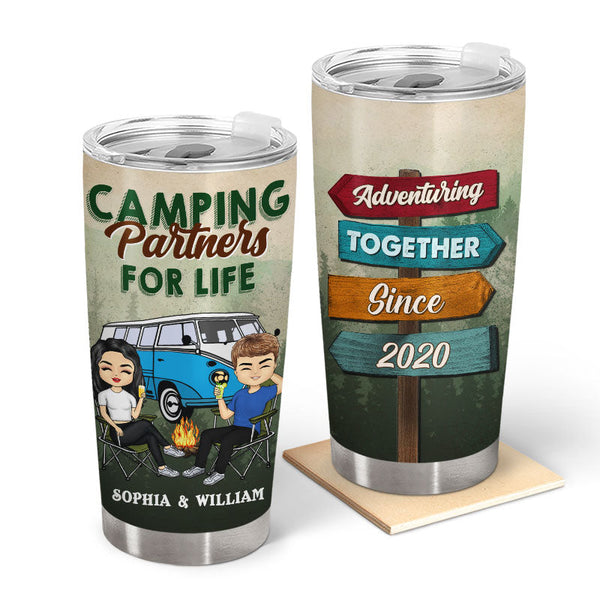 Adventuring Together - Gift For Camping Couple - Personalized Custom Tumbler