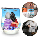 Mother Daughter Linked Together Watercolor Style - Birthday, Family Gift For Mom, Grandma, Granddaughter, Women - Personalized Custom Wine Tumbler