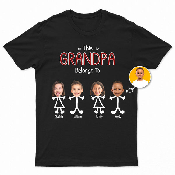 Custom Photo This Dad Grandpa Belongs To Kids - Birthday, Loving Gift For Daddy, Father, Grandfather, Husband - Personalized Custom T Shirt