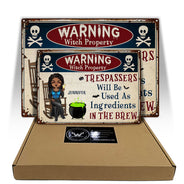 Halloween Witch Warning Trespassers Will Be Used As Ingredients - Backyard Sign, Home Decor Gift For Yourself - Personalized Classic Metal Signs
