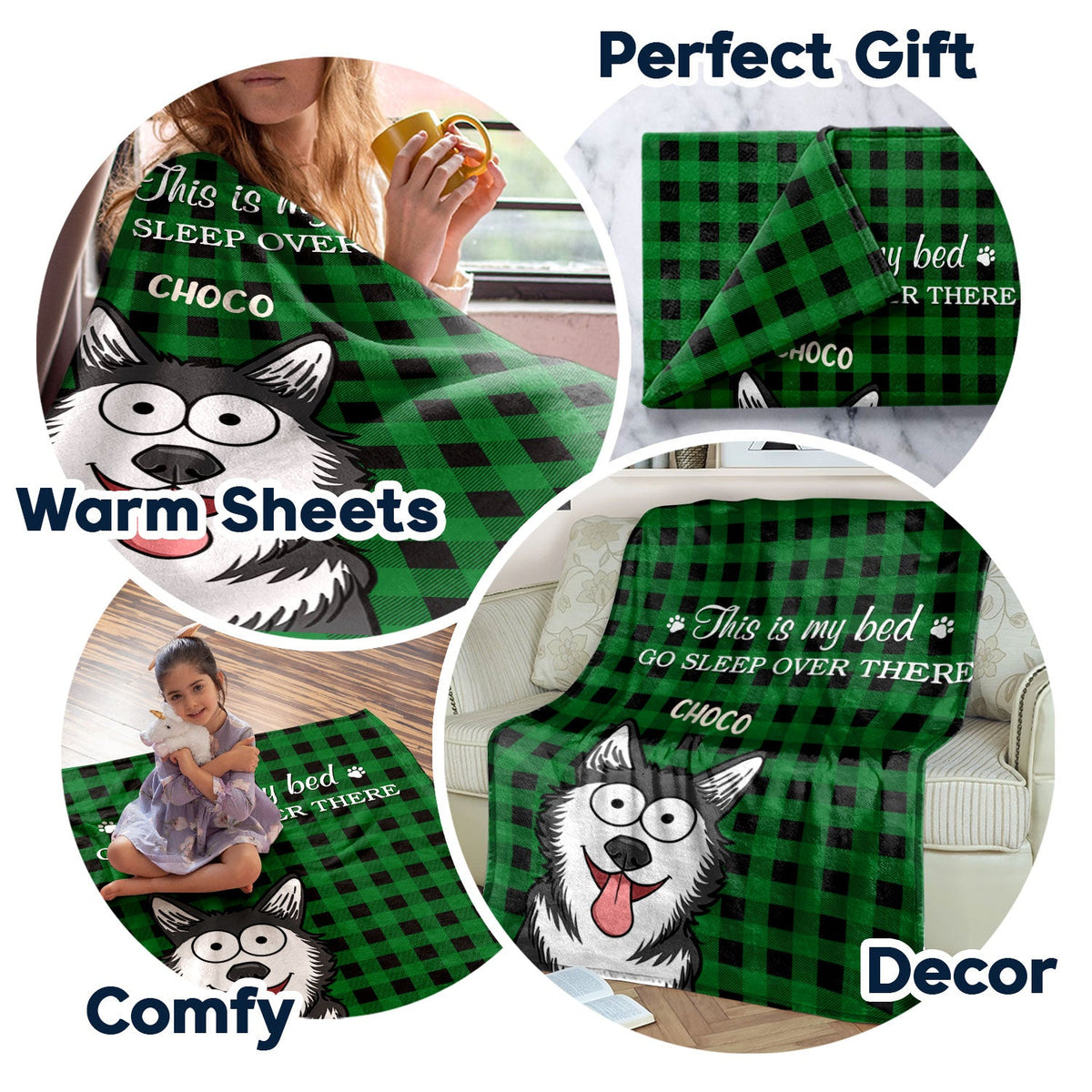 This Is Our Bed Go Sleep Over There Funny Cartoon Dogs - Gift For Dog Lovers - Personalized Fleece Blanket