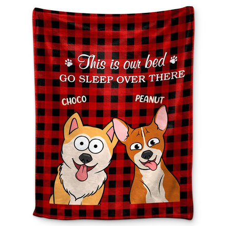 This Is Our Bed Go Sleep Over There Funny Cartoon Dogs - Gift For Dog Lovers - Personalized Fleece Blanket