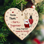 Those That Fart Together Stay Together - Funny Christmas Gift For Couples, Husband, Wife, Girlfriend, Boyfriend - Personalized Custom Shaped Wooden Ornament