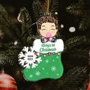 Baby's 1st Christmas - Newborn Baby Gift - Personalized Cutout Acrylic Ornament