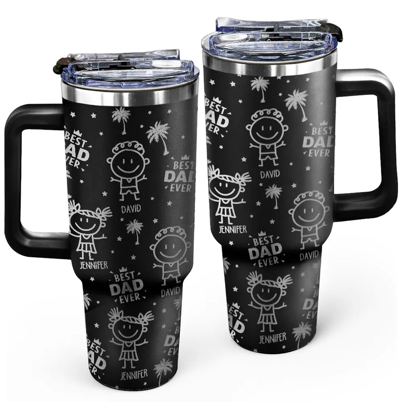 Gift For Father, Gift For Mother, Family, Happy - Palm Tree Best Dad Best Mom Ever - Personalized Engraved 40oz Tumbler