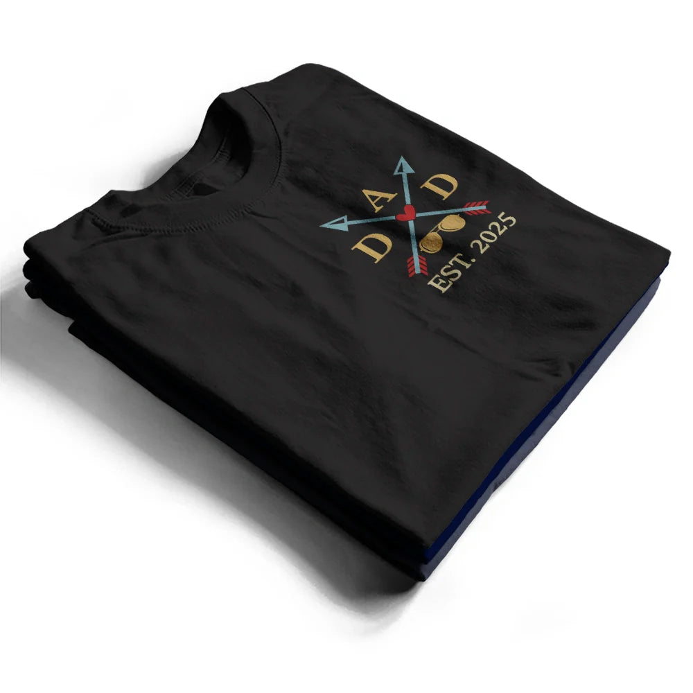 Gift For Father,Gift For Grandpa - Papa Dad Est Year Crossed Arrows Joining Of Paths - Personalized T Shirt