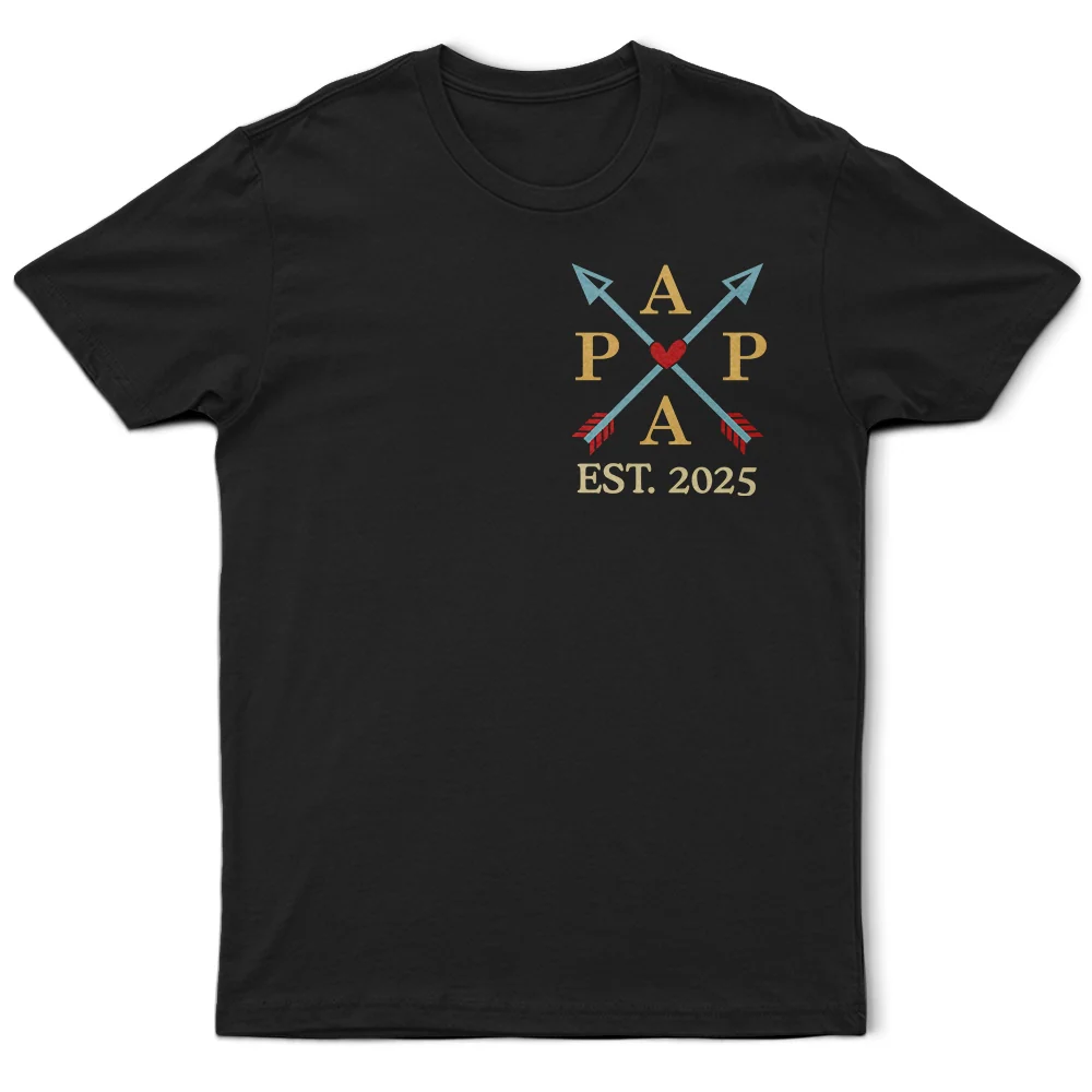 Gift For Father,Gift For Grandpa - Papa Dad Est Year Crossed Arrows Joining Of Paths - Personalized T Shirt
