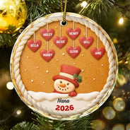 Christmas,Grandparents,Icon,Happy - Papa Nana Snowman Christmas Grandparents Cookie - Personalized Circle Glass Ornament