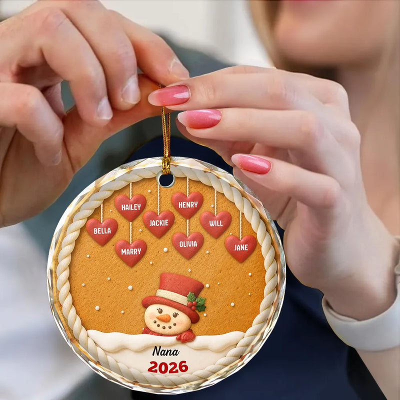 Christmas,Grandparents,Icon,Happy - Papa Nana Snowman Christmas Grandparents Cookie - Personalized Circle Glass Ornament