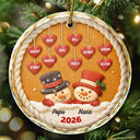 Christmas,Grandparents,Icon,Happy - Papa Nana Snowman Christmas Grandparents Cookie - Personalized Circle Glass Ornament