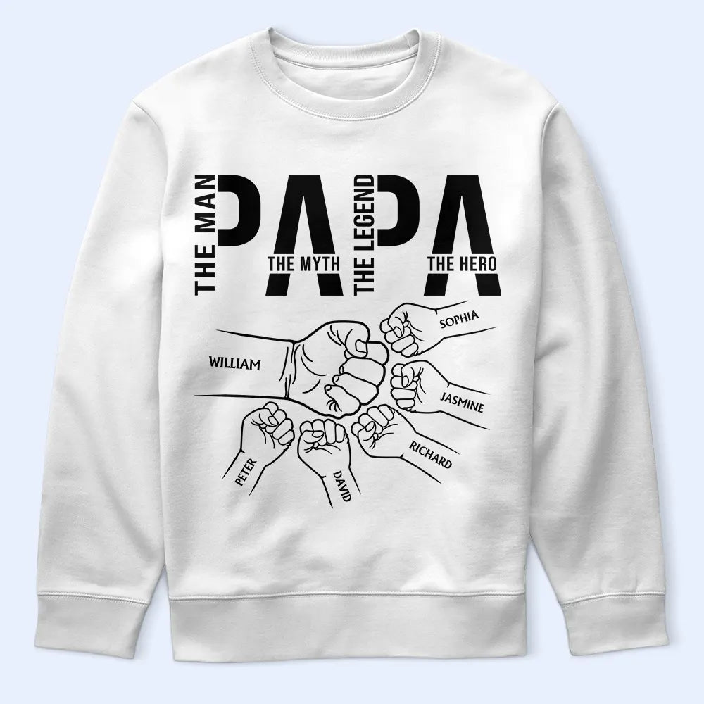 Papa The Man The Myth The Legend The Hero - Personalized T Shirt