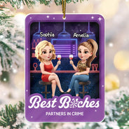 Gift For Bestie,Funny,Christmas - Partner In Crime 3D Effect Bar Bestie - Personalized Custom Shaped Acrylic Ornament