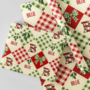 Family,Gift For Bestie,Happy - Patchwork Initial Custom Name With Bow And Plaid - Personalized Wrapping Paper