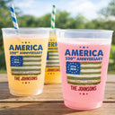 Family,Gift For Father,Gift For Grandpa,Gift For Mother,Gift For Grandma,Independence Day,Proud - Patriotic 250th Anniversary Family Names - Personalized Frosted Cups