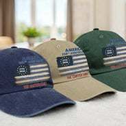 Independence Day,Family,Proud,Custom Text - Patriotic 250th Anniversary Family Names - Personalized Vintage Washed Denim Cap