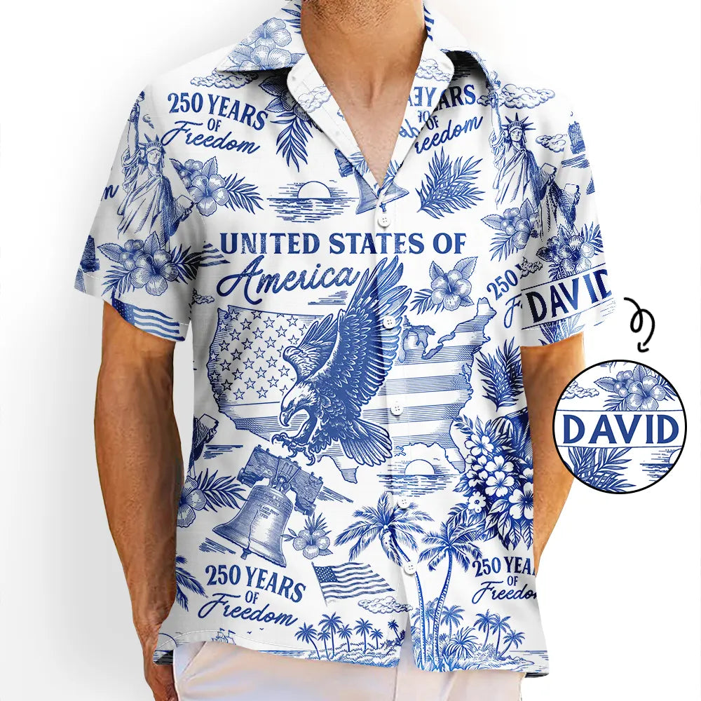 America 250th,Independence Day,Beach,Summer,Happy,Gift For Men,Gift For Yourself,Proud - Patriotic America 250 1776–2026 - Personalized Hawaiian Shirt