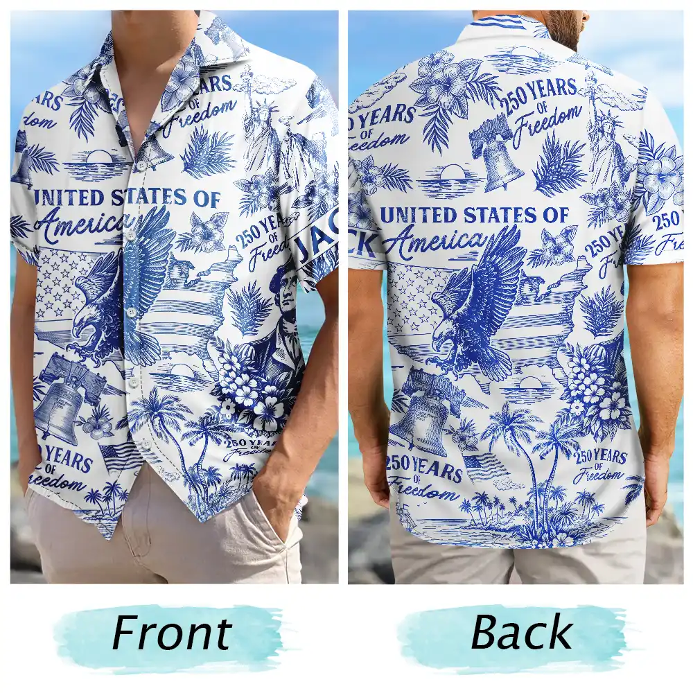 America 250th,Independence Day,Beach,Summer,Happy,Gift For Men,Gift For Yourself,Proud - Patriotic America 250 1776–2026 - Personalized Hawaiian Shirt