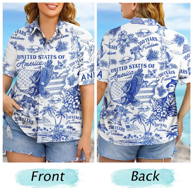 America 250th,Independence Day,Beach,Summer,Happy,Gift For Men,Gift For Yourself,Proud - Patriotic America 250 1776–2026 - Personalized Hawaiian Shirt