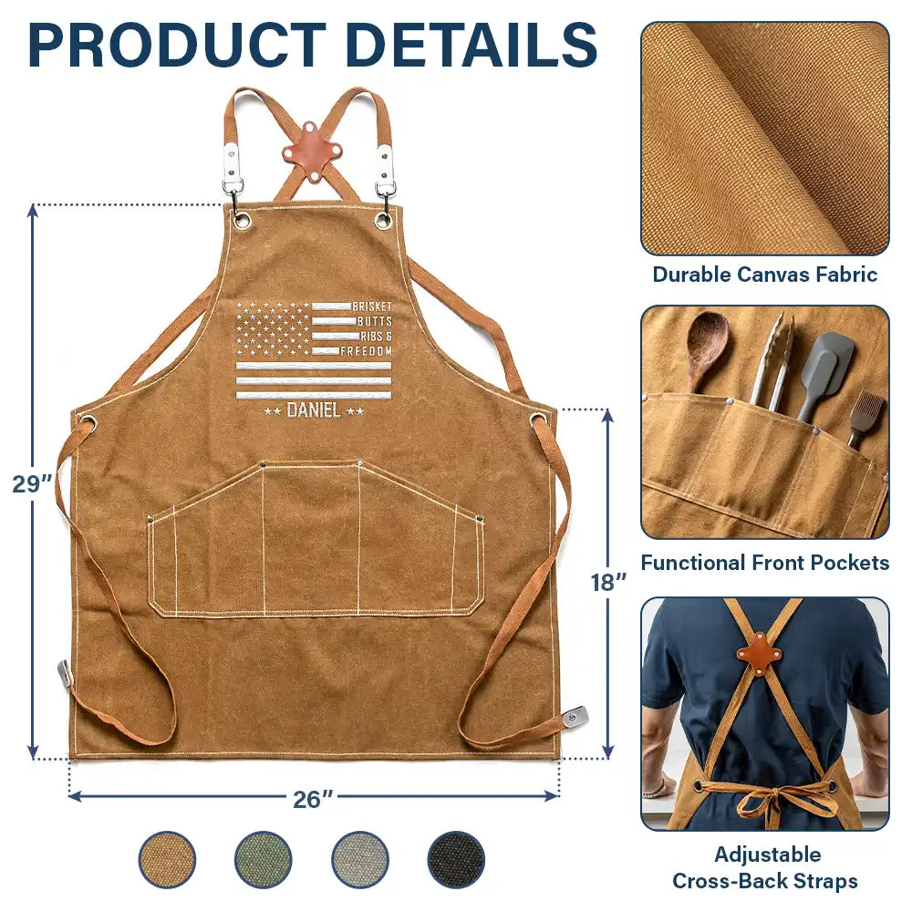Gift For Husband,Gift For Boyfriend,Gift For Men,Gift For Uncle,Gift For Grandpa,Gift For Father,Grilling,Independence Day,Special Font,Humorous - Patriotic BBQ Grill Master - Personalized Embroidered Apron