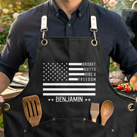 Patriotic BBQ Grill Master - Personalized Embroidered Apron