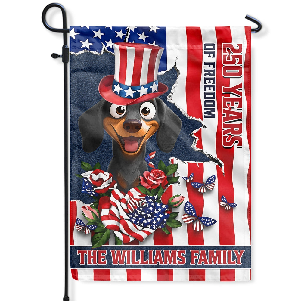 Patriotic Dog Cat 250 Years Of Freedom - Personalized Flag