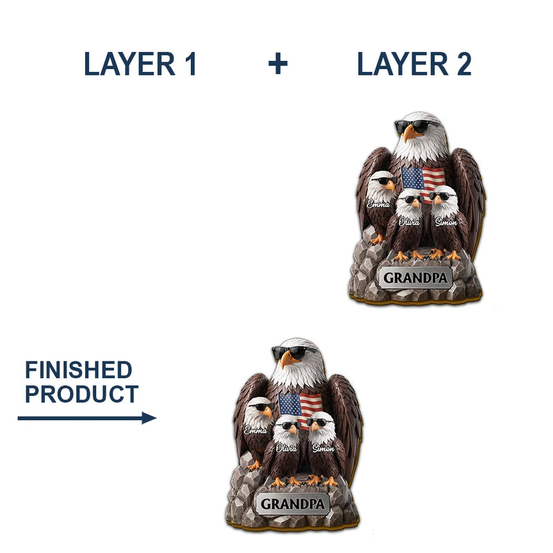 Gift For Father,Gift For Grandpa,Independence Day,Happy,Vector,Proud - Patriotic Eagle Dad Grandpa - Personalized Custom Shaped Car Visor Clip