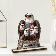 Independence Day,Gift For Father,Gift For Grandpa,Happy,Vector,Proud - Patriotic Eagle Dad Grandpa - Personalized Custom Shaped Wooden Plaque