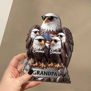 Independence Day,Gift For Father,Gift For Grandpa,Happy,Vector,Proud - Patriotic Eagle Dad Grandpa - Personalized Custom Shaped Wooden Plaque