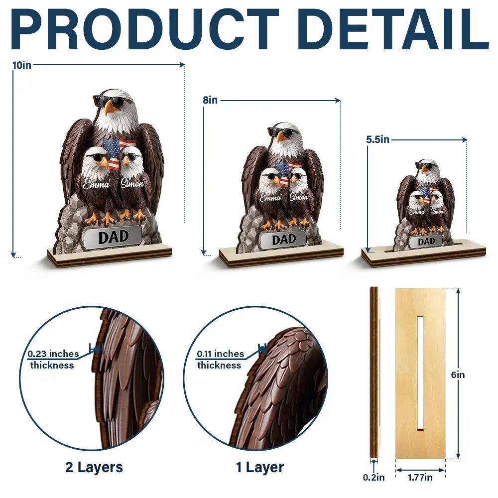 Independence Day,Gift For Father,Gift For Grandpa,Happy,Vector,Proud - Patriotic Eagle Dad Grandpa - Personalized Custom Shaped Wooden Plaque