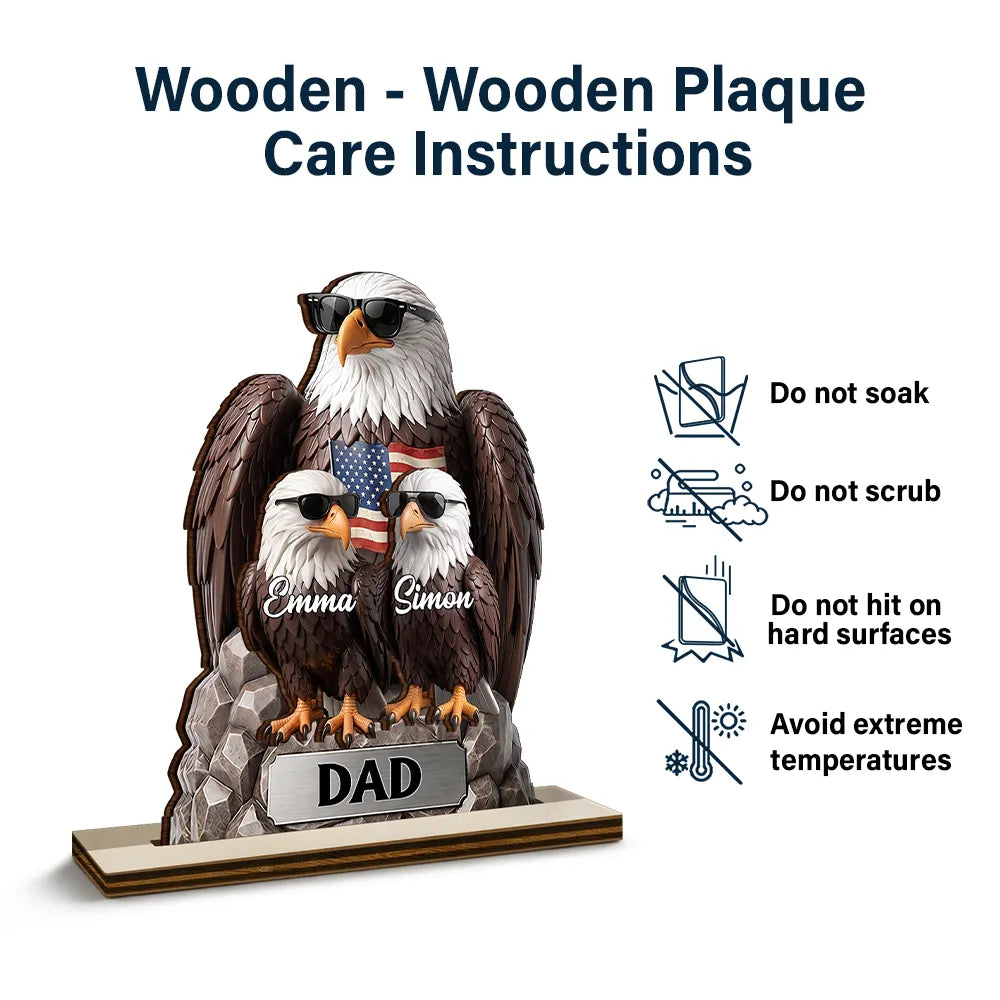 Independence Day,Gift For Father,Gift For Grandpa,Happy,Vector,Proud - Patriotic Eagle Dad Grandpa - Personalized Custom Shaped Wooden Plaque