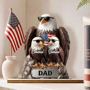 Independence Day,Gift For Father,Gift For Grandpa,Happy,Vector,Proud - Patriotic Eagle Dad Grandpa - Personalized Custom Shaped Wooden Plaque