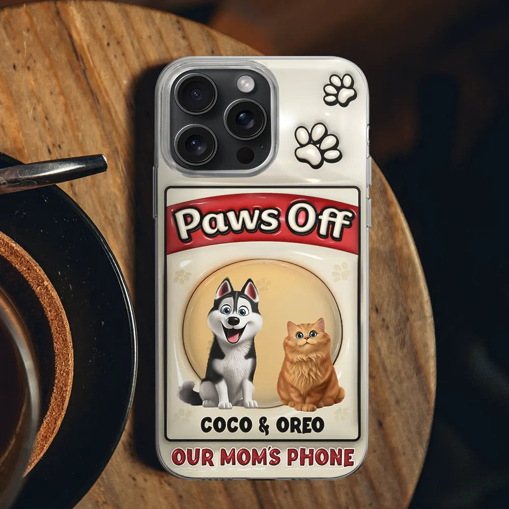 Paws Off Mom Dad Dog Cat Pet Lover - Personalized Clear Phone Case