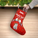 Dog Lovers, Dog Mom, Dog Dad, Dog Couple, Christmas, Happy - Paws Off My Presents 3D Effect Christmas Dog - Personalized Christmas Stocking